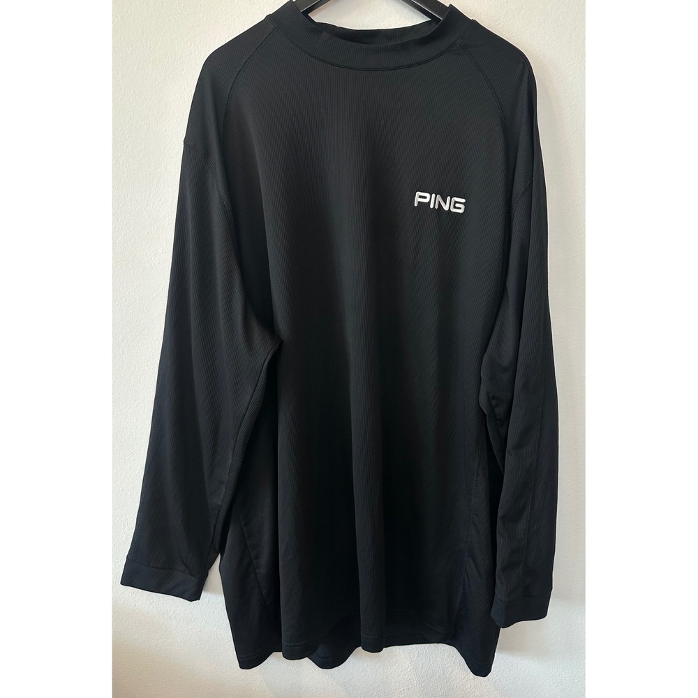 Ping Mens Golf Shirt 4XLT Black Long Sleeve Mock Neck Ribbed Performance Top